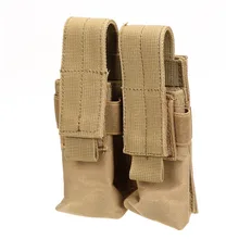 Hot selling Tactical Molle Double Cartridge earthy yellow Clip Bag Pistol Magazine Mag Pouch Carry Bag