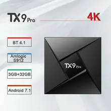 Tanix TX9 Pro ТВ коробка Android 7,1 Декодер каналов кабельного телевидения Box Amlogic S912, 3 Гб оперативной памяти, Оперативная память 32GB Встроенная память 2,4/5,8 ГГц 4K с Wi-Fi Bluetooth 4,1 PK H96 pro X96 мини