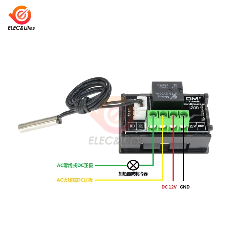 DC 12 В светодиодный цифровой регулятор температуры W1209 W1209WK термостат регулятор регулируемый термометр инкубатор коробка датчик температуры