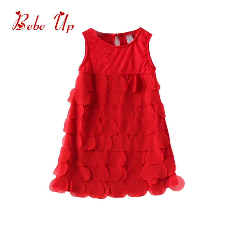

Baby Girls Dress 2018 Summer Toddler Girl Dresses Red Elegant Girl Birthday Party Dress Sleeveless Baby Kids Summer Clothes