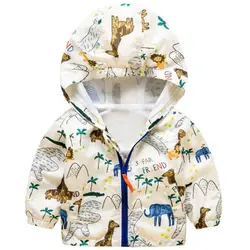 DZIECKO с капюшоном одежда с длинным рукавом Животные принт детская одежда куртки для мальчиков малышей детский плащ ветровка для мальчиков