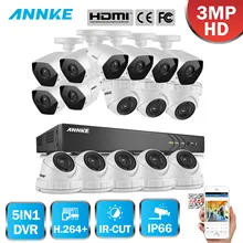 ANNKE Full HD 16CH 3MP 1920*1536 CCTV System H.264+ DVR 16pcs Security IR Outdoor Waterproof Camera 3MP Video Surveillance Kit