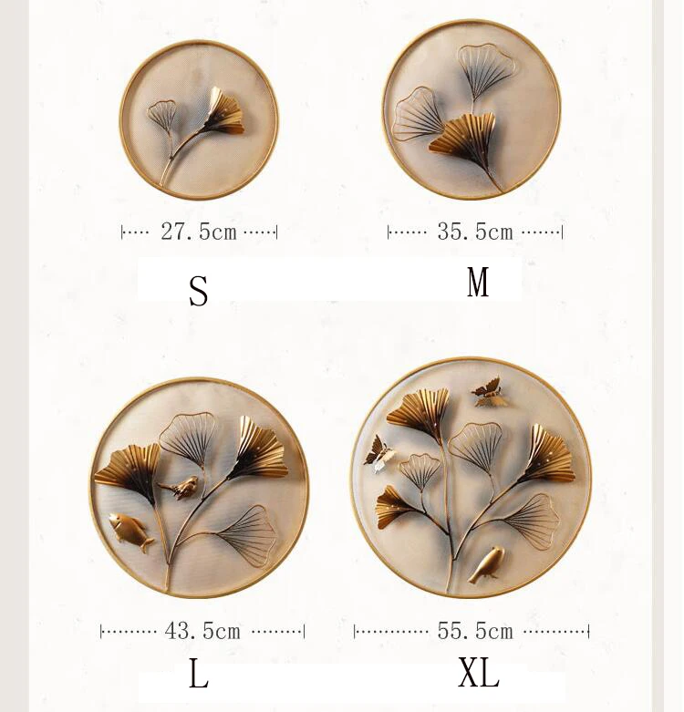 Китайский кованый Ресторан лист гинкго кулон на стену украшения ремесла Декор дома гостиной диван фон фрески