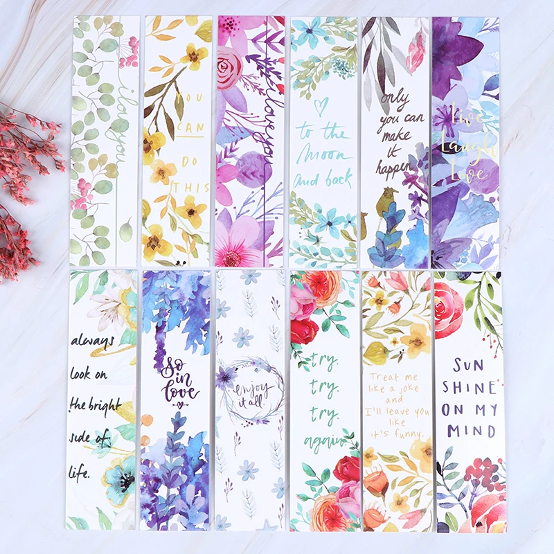 

Beautiful Flowers Bookmarks Message Cards Book Notes Paper Page Holder for Books School Office Supplies Stationery 30Pcs/set