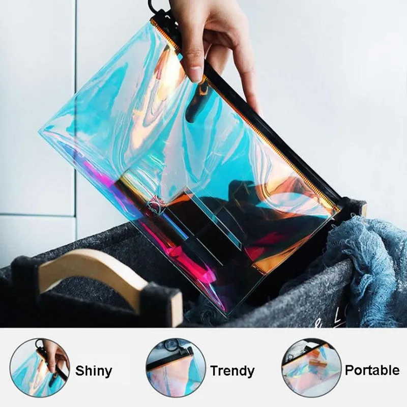 

Fashion Paillette Transparent Cosmetic Bag Travel Zipper Makeup Case Organizer Storage Make Up Pouch Toiletry Beauty Wash Kit