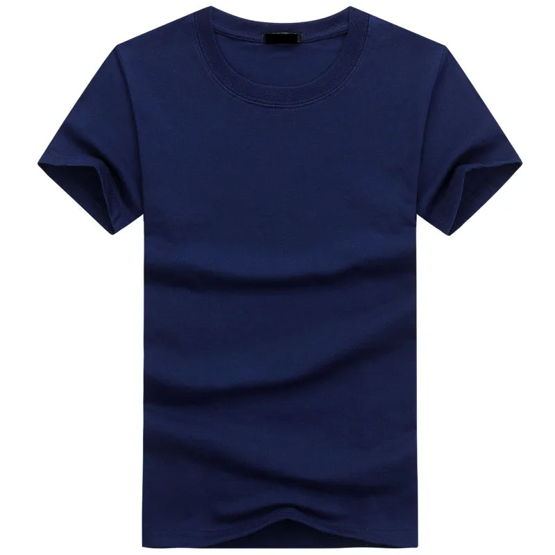 Высокое качество, модные мужские футболки, повседневная футболка с коротким рукавом, Мужская однотонная Повседневная хлопковая футболка, летняя одежда 5XL TX112 - Цвет: Navy