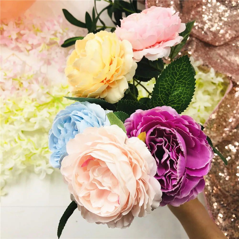 

Artificial Peony Flowers DIY Artificial Butterfly Silk Flower Bouquet Phalaenopsis Wedding Home Decoration Bouquet Flores