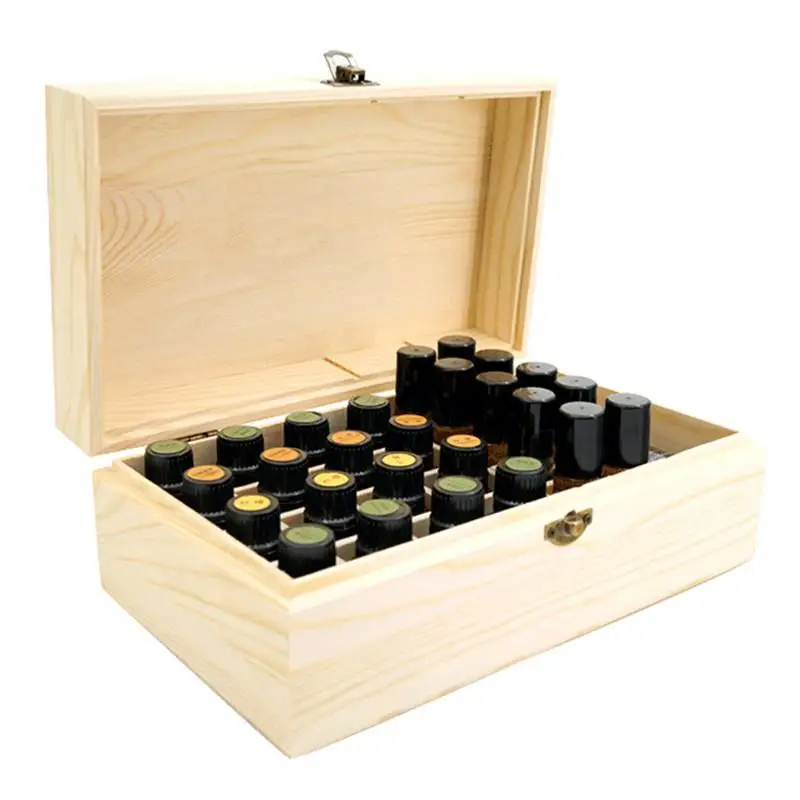 

CHUWUJU 12 18 21 25 Wooden Essential Oils Storage Box Organization Aromatherapy Natural Pine Wood Handmade