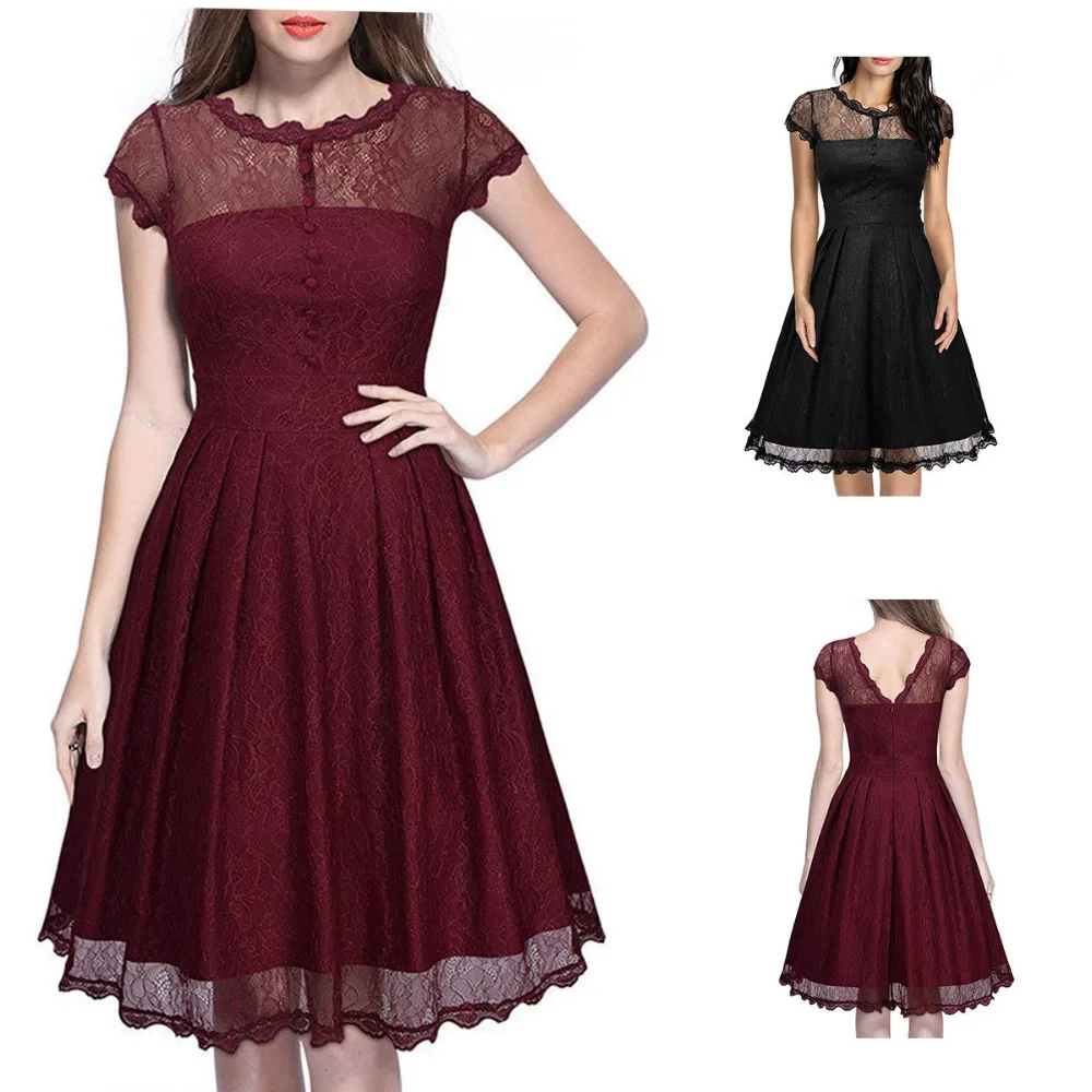 Women Vintage Style Lace 50'S 60'S Swing Pinup Retro Party Housewife ...