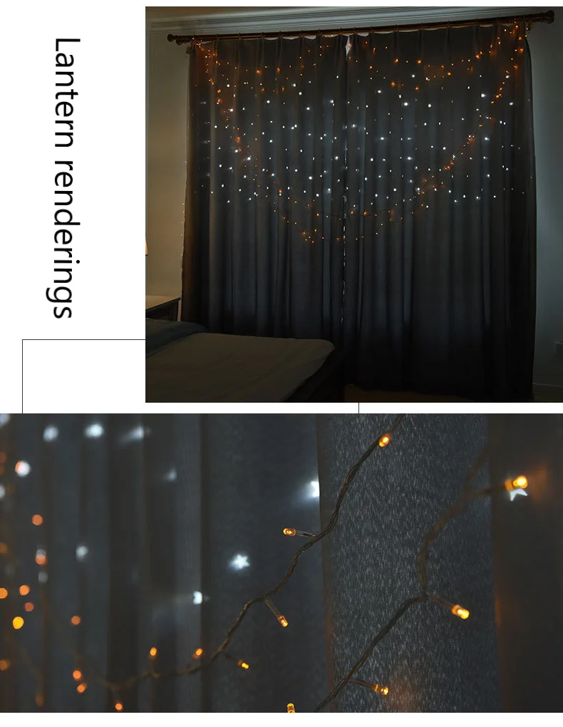 Pastoral Curtains for Living Dining Room Lace Fabric Hollow Star Kids Curtain for Bedroom Tulle Curtain Gradual Change Fantastic