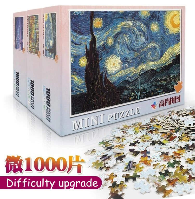 Мини-пазлы из 1000 деталей, бумажные головоломки для сборки, игрушки для взрослых, детские игры, развивающие игрушки