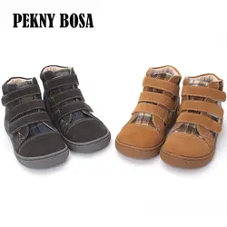 PEKNY BOSA брендовая мягкая кожаная обувь для малышей детская ортопедическая обувь для мальчиков и девочек босиком обувь martin сапоги дети