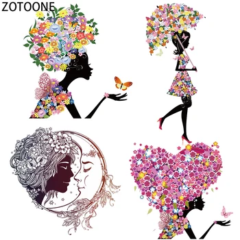 

ZOTOONE Flower Girls Iron on Transfer Patches Diy Colorful Patch for T-shirt Dress Sweater Thermal Transfer Stickers on Clothing