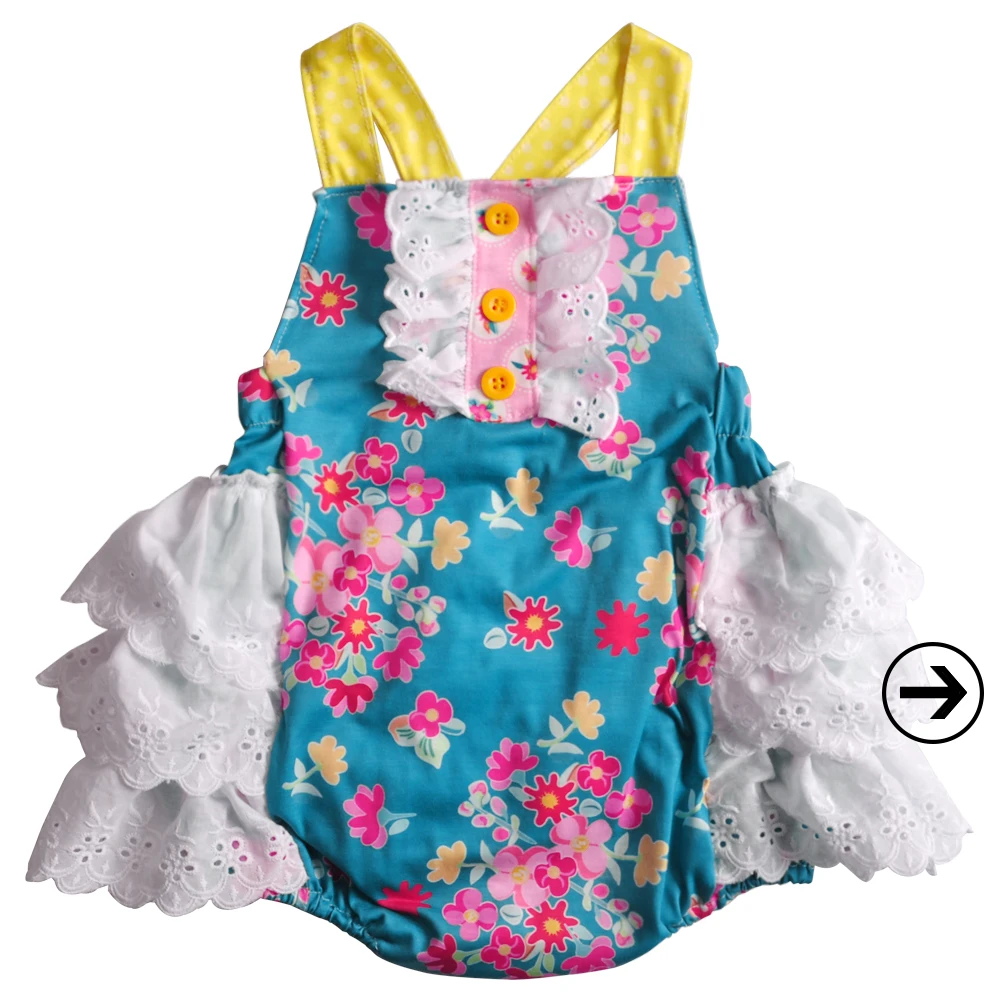 

CONICE NINI Baby Summer Romper Easter Outfits Bubble Floral Embroidery Blue Woven Fabric Newborn Boutique Baby Girls Romper