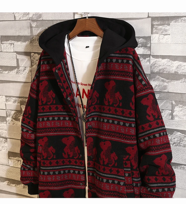 Высококачественный мужской Тренч с капюшоном 5XL зимняя уличная одежда для мальчиков, мужские пальто в стиле хип-хоп Kanye West пальто с капюшоном кардиган красного цвета#3084