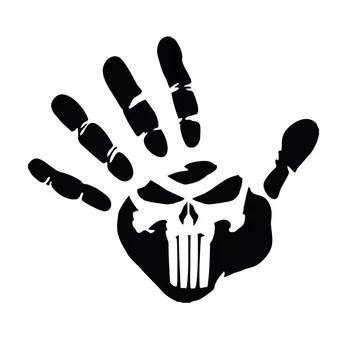 

16.5*15.2CM Personalized Custom Handprint Punishment Skull Car Stickers Interesting Car Styling Vinyl Decals C7-0943