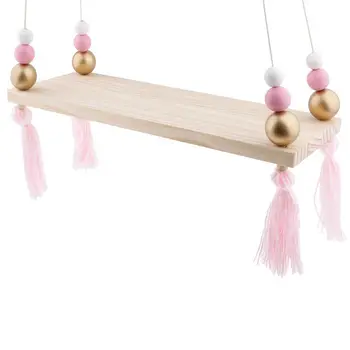 

Hot Sale Wooden Wall Shelf Hanging Tassel Children Bebe Nordic Style Wall Frame