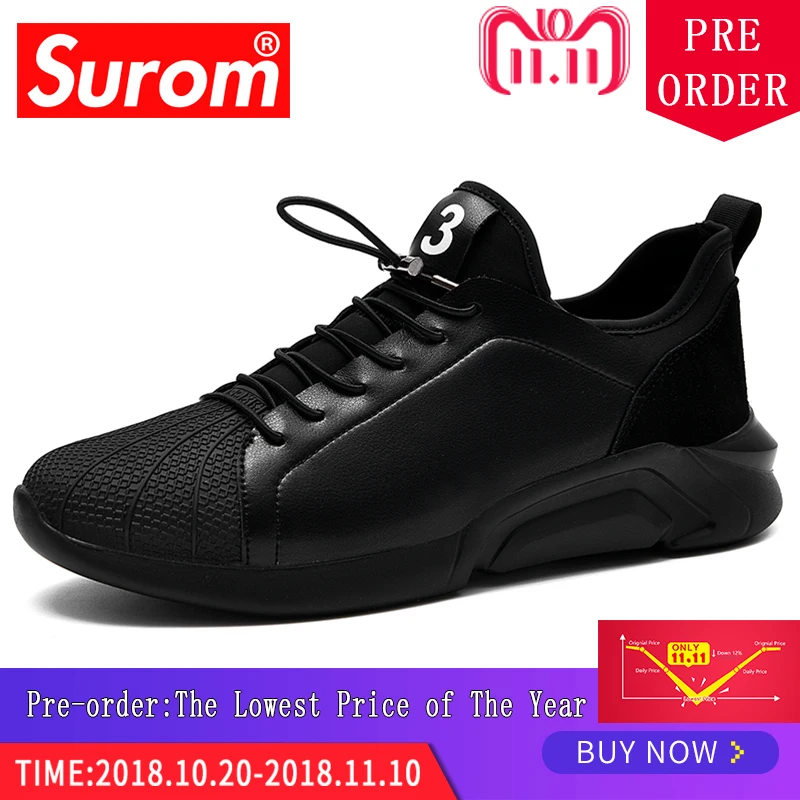 

SUROM New Brand Designer Super Men's 3 Sneakers Fashion Boys Cool ULzzang Casual Shoes White Black Color Shoes For Students
