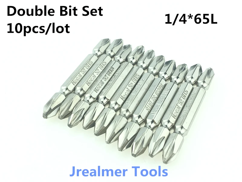 

1/4" Double-Bit Set 10pcs Magnetic Electric Screwdriver Bits PH2 Length 65mm Power Tools