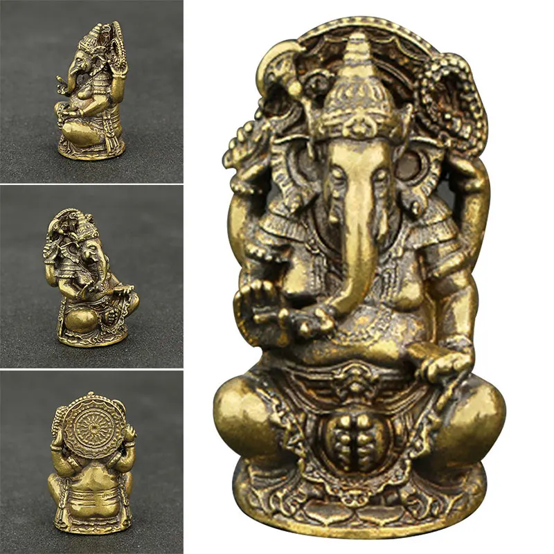 

Brass Ganesha Ganapati Sculpture Mini Gift Elephant Buddha Statue for Ganesh Lord Ornament Livingroon Decoration Craft