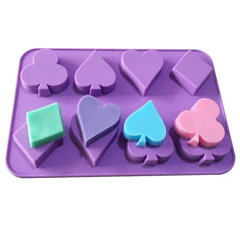 Delidge 1 pc 3D Poker Cake Mold Silicone Block Love Shape Fondant Chocolates Candy Mold DIY Different Cake Decorative Tool