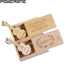 POWERONE Логотип заказной деревянный гитарный флеш-накопитель Гитара s usb флеш-накопитель карта памяти Флешка 64 ГБ 16 ГБ 32 ГБ Подарочный металлический брелок для ключей