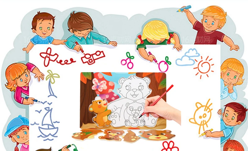 Montessori Educational Wooden Toys for Children Early Learning Puzzles Kids Intelligence Animal Shapes Matching and Drawing