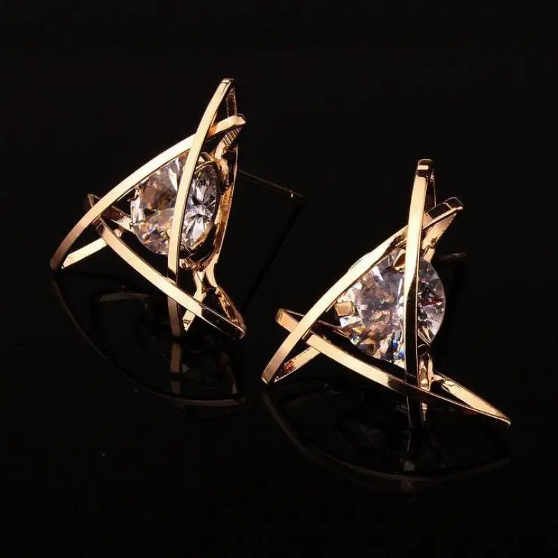 

Europe And The United States Hot Burst Jewelry Earrings Crystal Triangle Geometric Restoration Earrings Female Sales