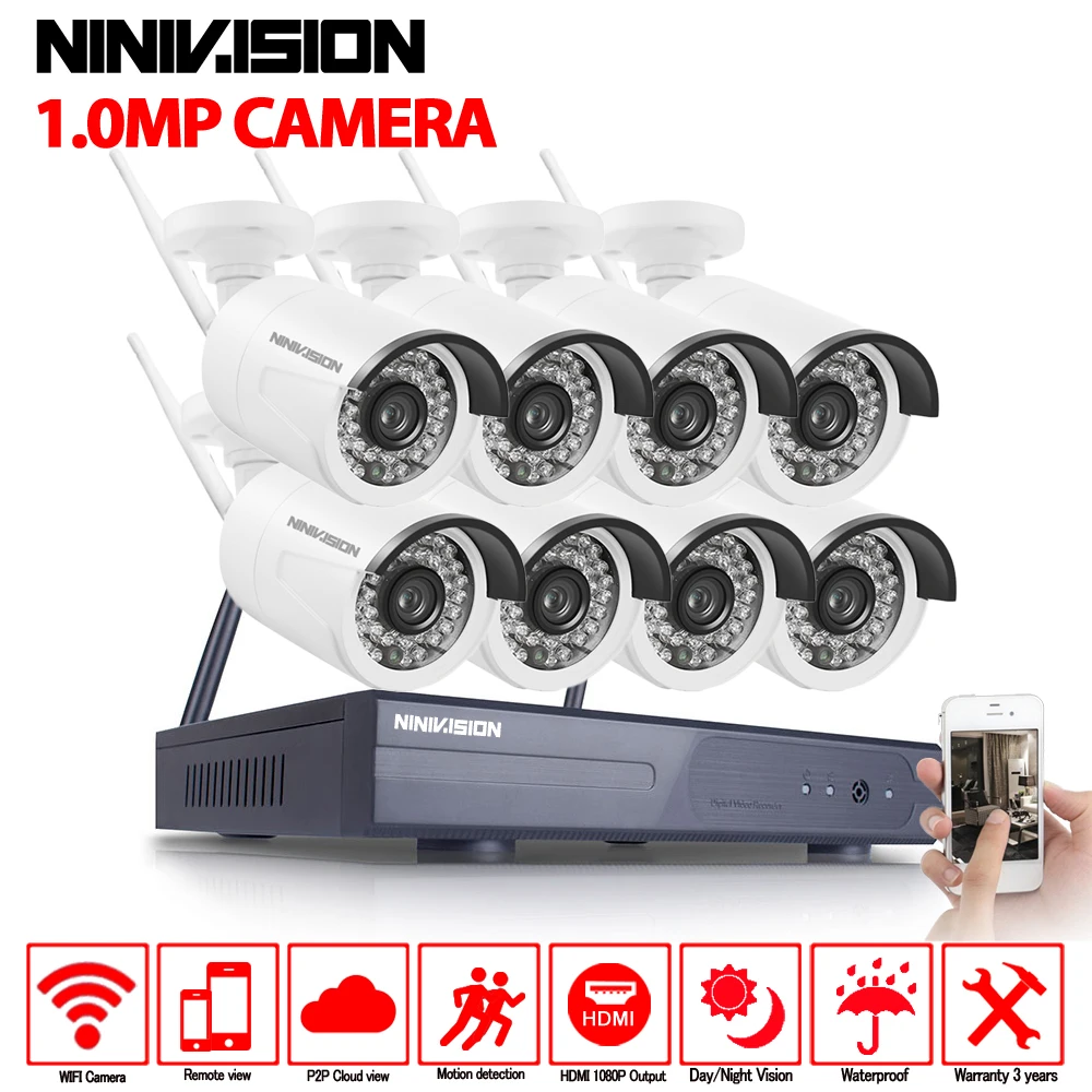 1080P Wireless CCTV System 1.0MP 8ch HD wi-fi NVR kit 720P Outdoor IR Night Vision IP Wifi Camera Security System Surveillance 1080P Wireless CCTV System 1.0MP 8ch HD wi-fi NVR kit 720P Outdoor IR Night Vision IP Wifi Camera Security System Surveillance