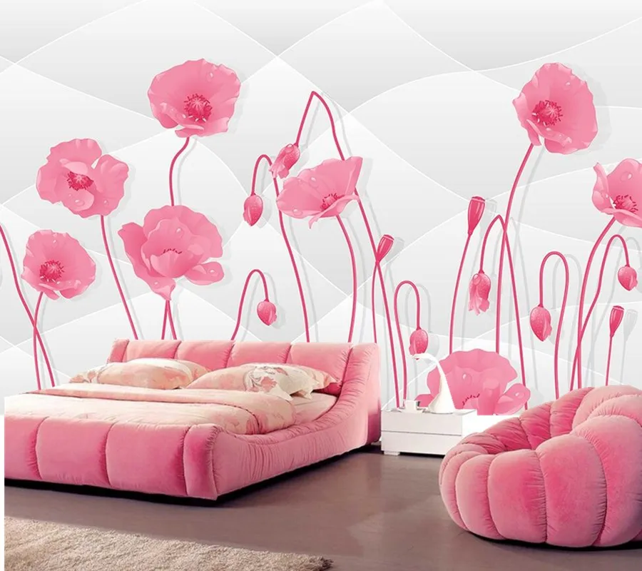 Fresh Aesthetic Pink Flowers Modern 3d Wallpaper Papel De Parede Living Room Sofa Tv Background Wall Bedroom Large Murals Aliexpress