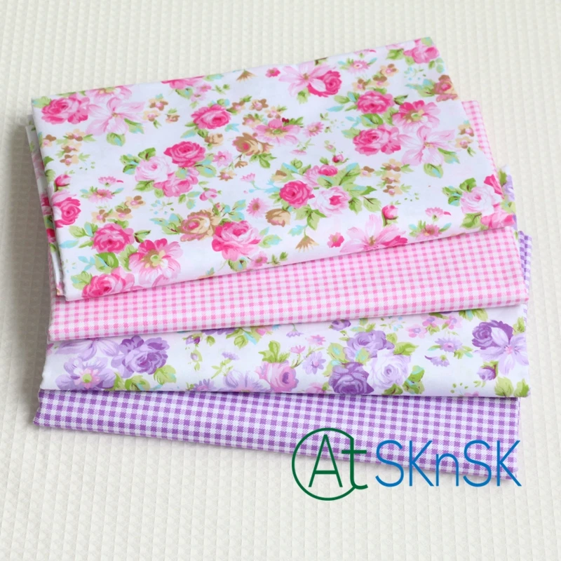 

4pcs/lot 160cm width cotton twill fabric cotton flower printed comfort baby cloth bedding quilt lining cotton fabrics for DIY