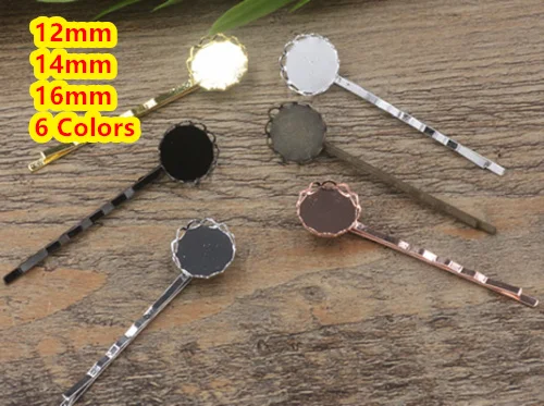

Cabochon 12mm,14mm,16mm Lace pad Tray Barrettes Antique Bronze/Gold/Silver/Black Hair Bobby Pin clip,Jewelry Accessories 100pcs