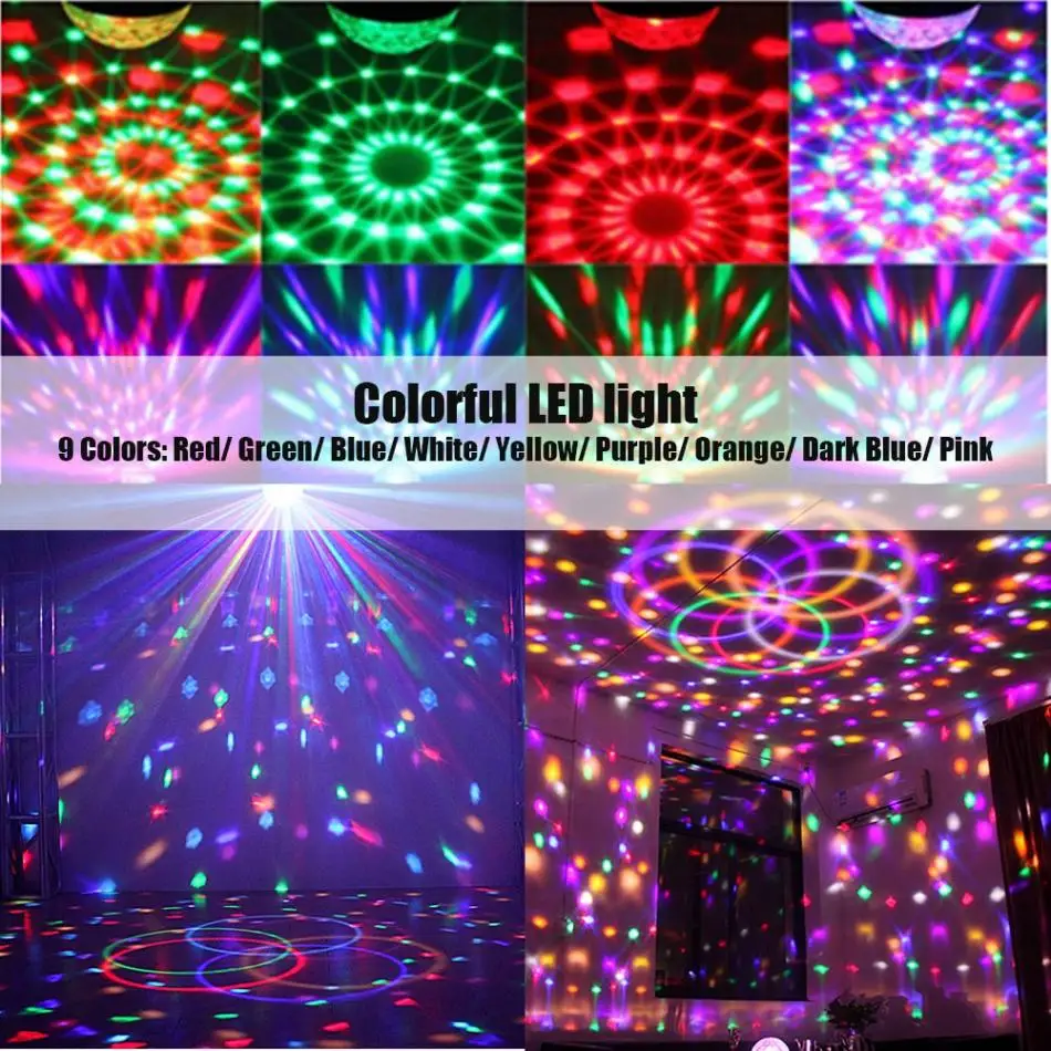 9 цветов MP3 KTV танцы вечерние диско РГБ светодиодный сценический Свет Звук лазерный проектор с программой волшебный шар свет музыкальный динамик bluetooth