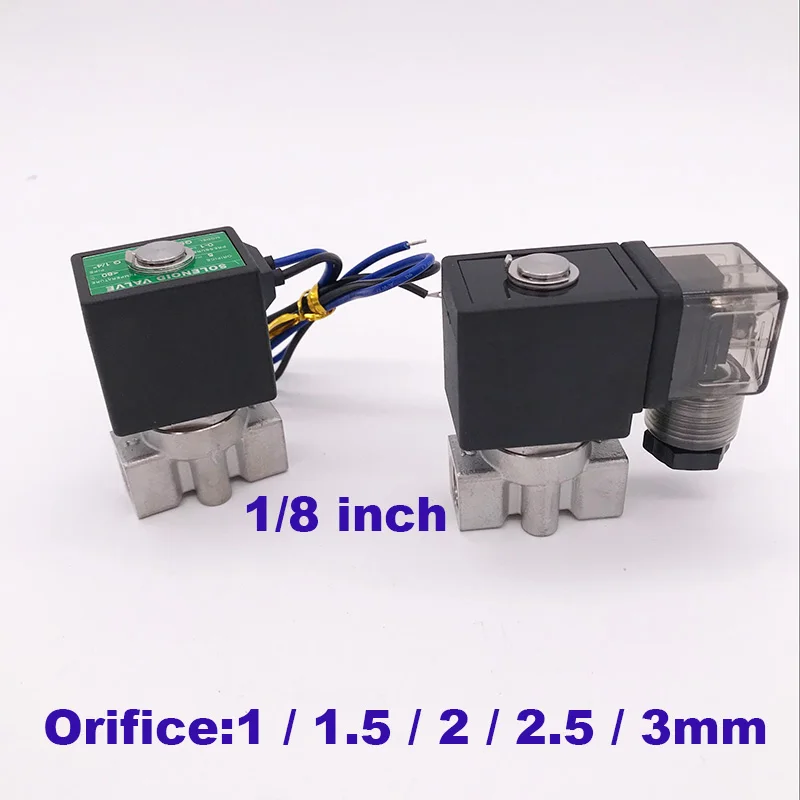 Нормально закрытый 2 способа нержавеющей стали Соленоидный клапан NC 1/" BSP, в возрасте от 12 до 24 В DC отверстия 1/1. 5/2/2,5/3 мм бутадиен-нитрильный каучук SPU ss304 клапан провода