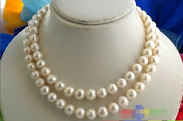 

p899 33" 11MM WHITE ROUND FW CULTURED PEARL NECKLACE 925SC ^^^@^Noble style Natural Fine jewe SHIPPING (C0309)