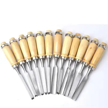 

Litake 12Pcs/set Manual Wood Carving Hand Chisel Tool Set Carpenters Woodworking Carving Chisel DIY Detailed Hand Tools
