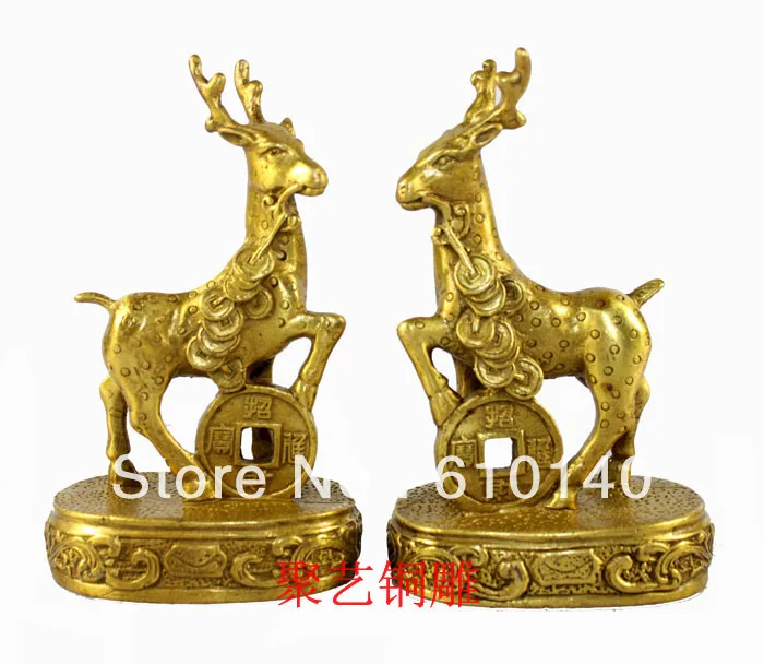 

Bronze sculpture, copper deer decoration copper lucky home crafts a pair Bronze statue copper