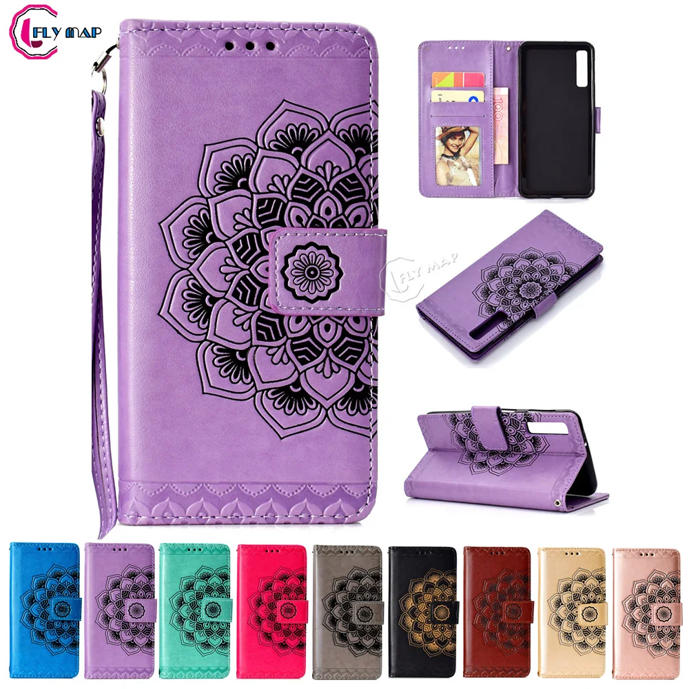 Flip Case for Samsung Galaxy A7 2018 A750 A750F A750F/DS A750FN Floral Case Phone Leather Cover SM-A750FN SM-A750F SM-A750F/DS