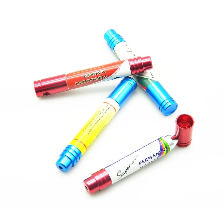 10pcs 95mm marker pen shaped metal smoking pipes detachable herb