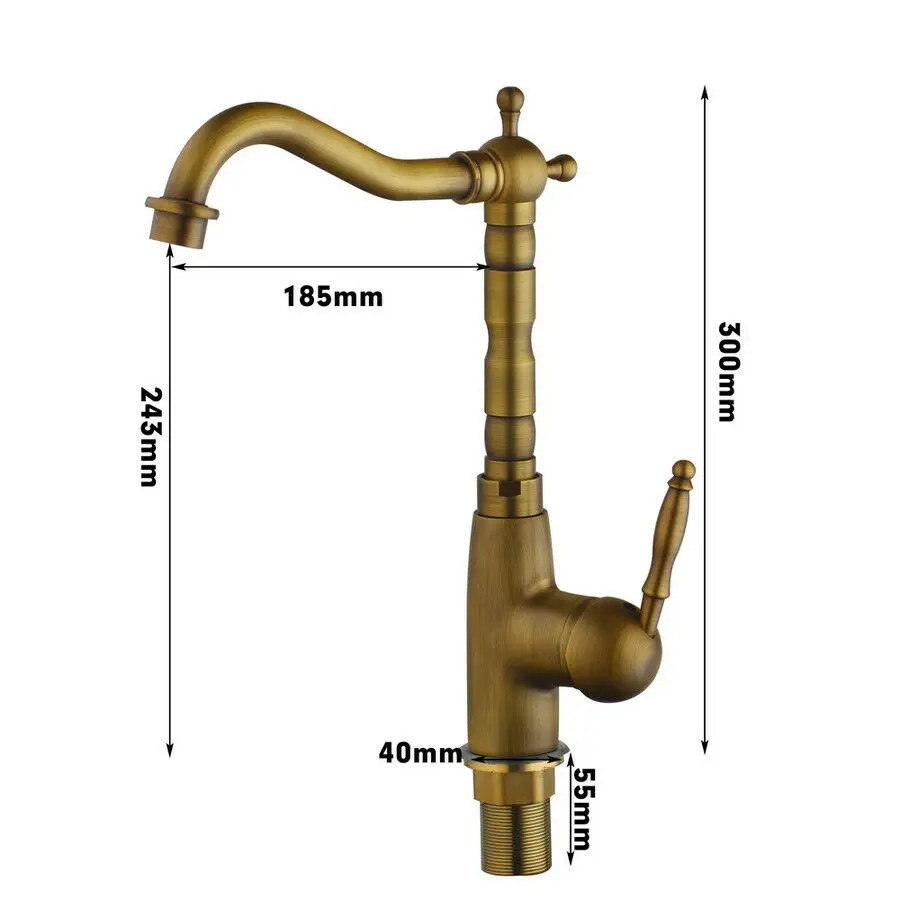 Antique Brass Kitchen Faucet Bronze Single Handle Hot and Cold Water Kitchen Sink Tap 360 Swivel Bathroom Sink Mixer Tap