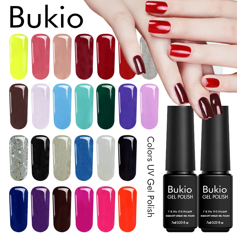 

Bukio Ordinary Nude Uv Gel Polish Nail Art Enamel 29 Pure Colors Soak-of Uv Led Hybrid Nails Lacquer Sets Manicure