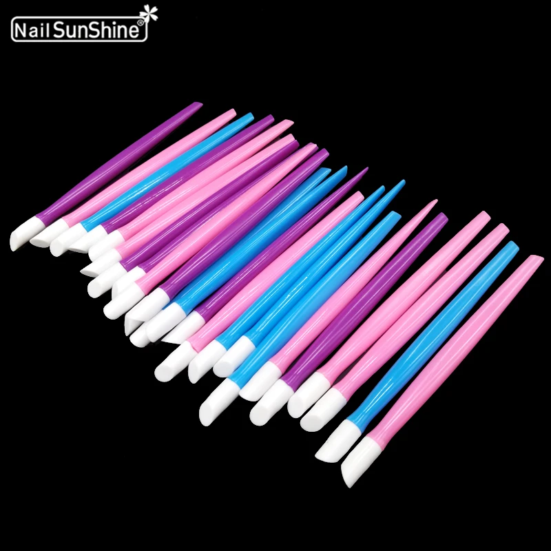 200pcs Portable Plastic Cuticle Pushers Nail Art Polishing Pen Cuticle