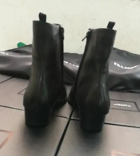 FR.LANCELOT genuine leather black men fashion Chelsea boots low heel factory photo side zipper top ankle boots shoes men