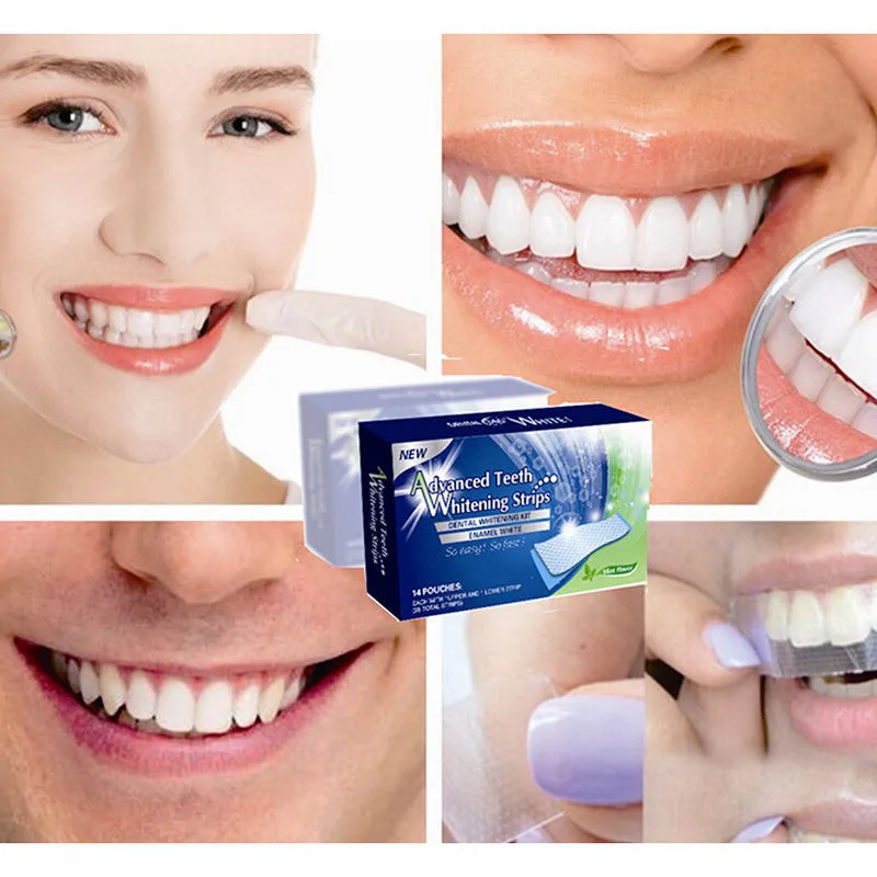 28Pcs/14Pair White Gel Teeth Whitening Strips Oral Hygiene Care Double