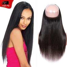 Silky straight Brazilian virgin human hair 360 lace frontal closure with baby hair 360 silky straight 7A lace frontals