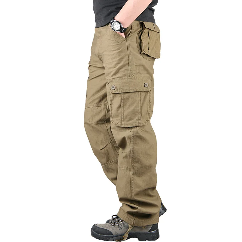 Новые мужские хлопковые брюки-карго в стиле милитари с 6 карманами, повседневные рабочие армейские брюки, мужские военные армейские