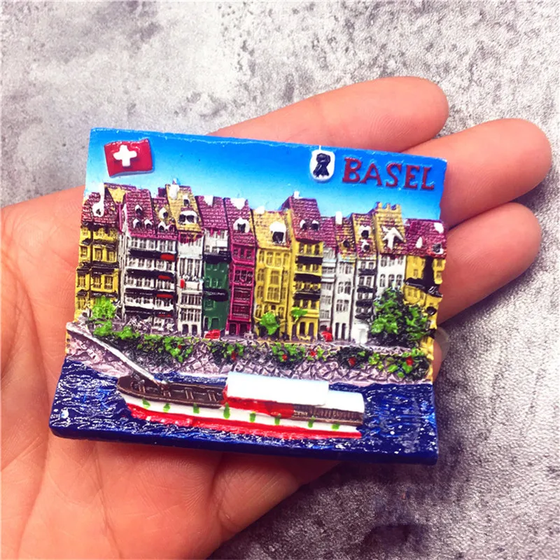 Bella Magneti per Frigorifero/ Calamite da Frigo in Resina Viaggio Souvenir Svizzera Basilea Basel Fridge Magnet Sticker