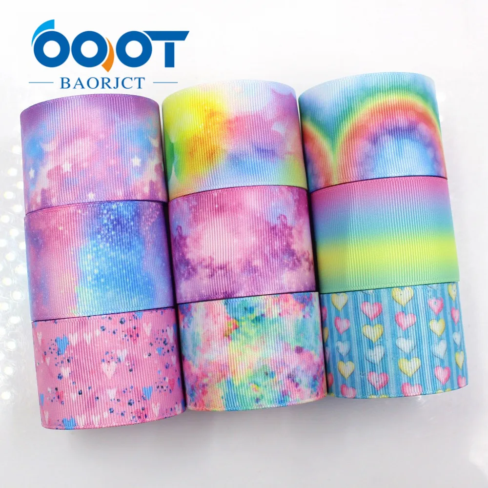 

G-181013-5 1-1/2'' 38mm Rainbow gradient printed ribbon 10yds/lot DIY handmade bows gift packaging party decoration accessories