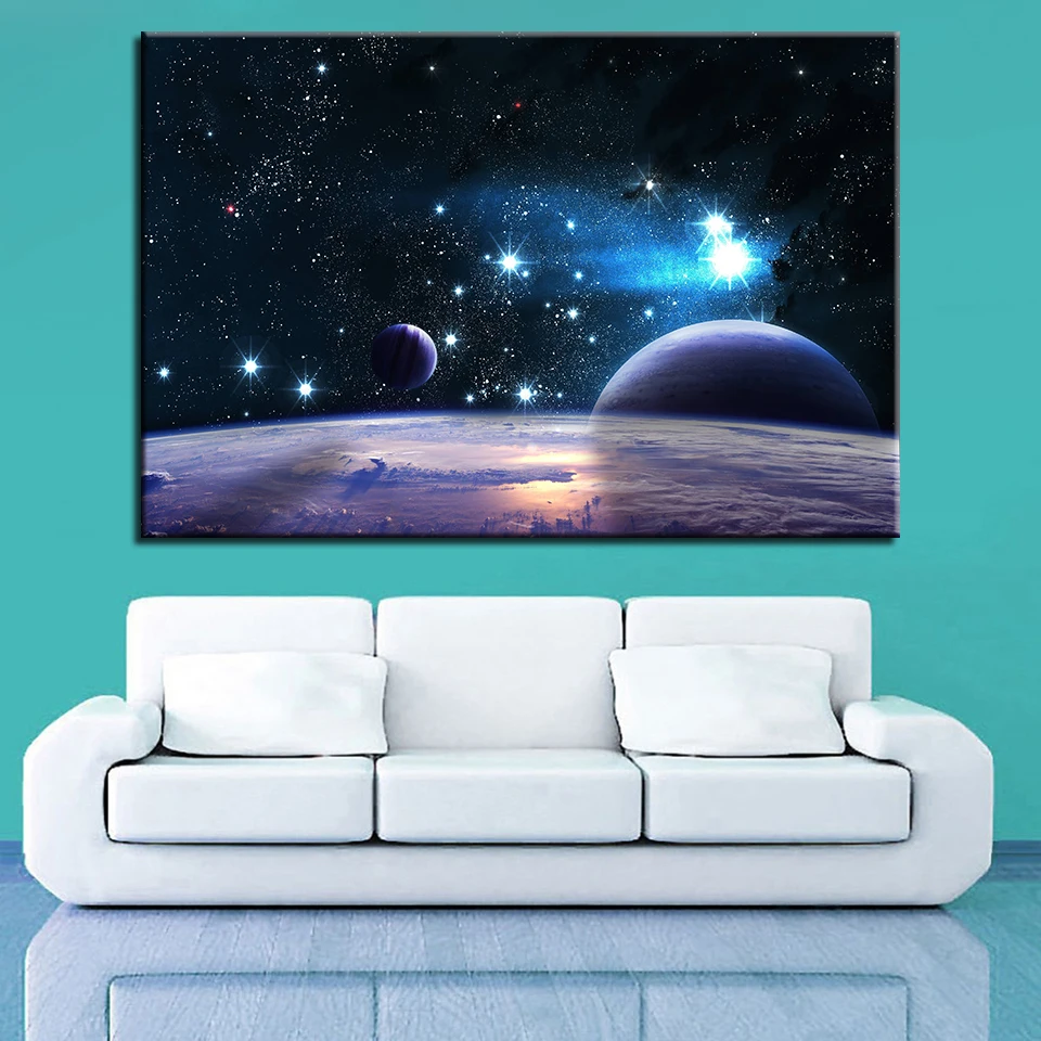 Картины на холсте гостиной стены искусства рамки 1 шт/шт. Вселенная, космос, планета картины Домашний Декор HD печатает плакаты "Земля"