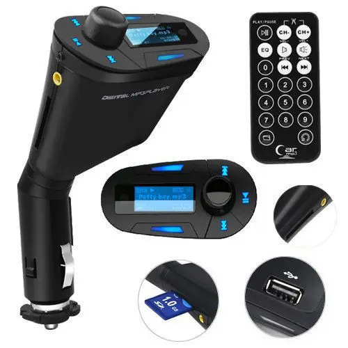Лидер продаж 3,5 мм аудио Синий lcd автомобильный комплект Автомобильный MP3 музыкальный плеер дистанционный беспроводной fm-передатчик модулятор авто радио+ USB SD MMC